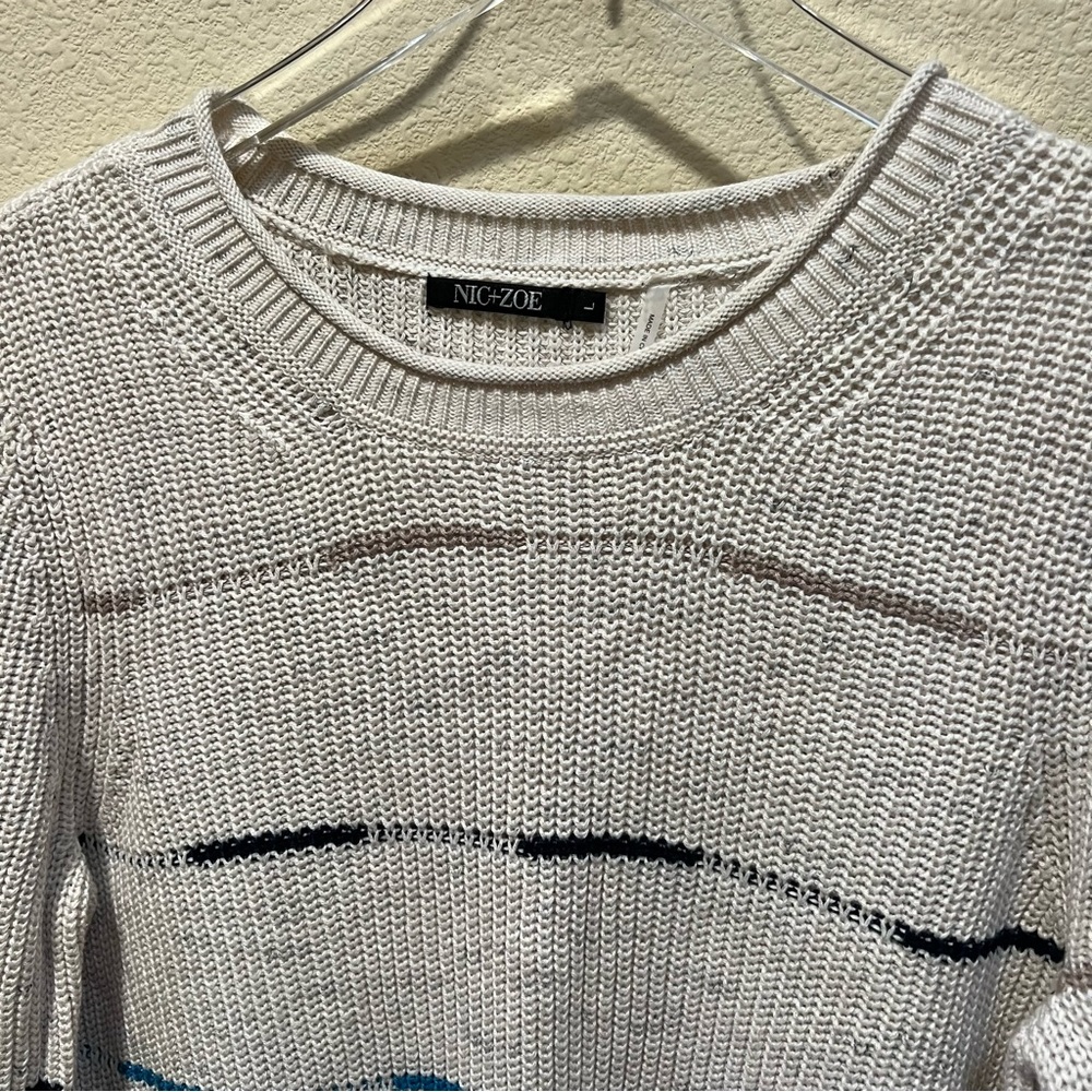 Nic & Zoe Striped Tie Front Sweater - Picture 4 of 5